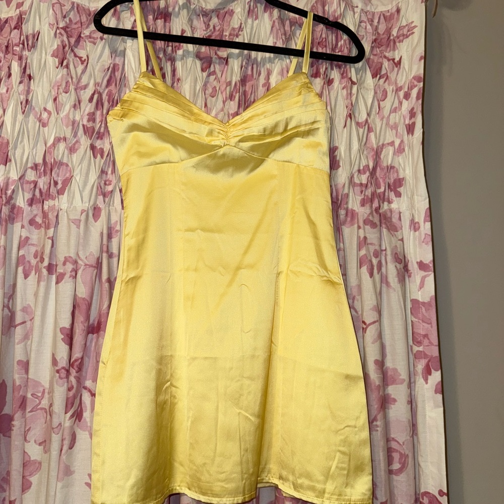 Beginning Boutique Yellow Satin dress